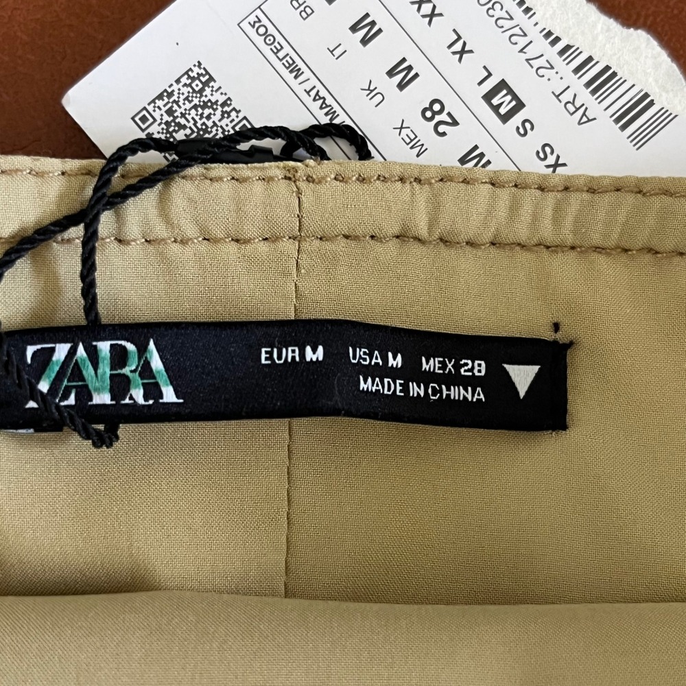 Zara Strapless Cargo Dress Size Medium NWT Belted Utility Midi Dress - Picture 15 of 16